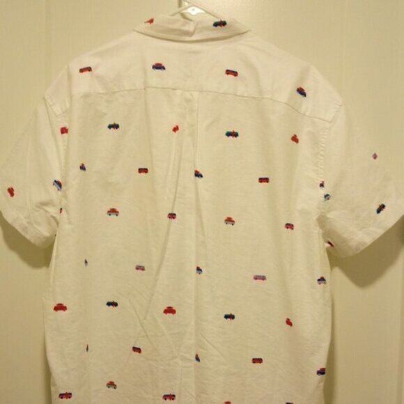 J CREW Cotton Oxford Tops Slize 2XL Slim Fit Cars Allover Print Shirt $89 - Picture 3 of 7